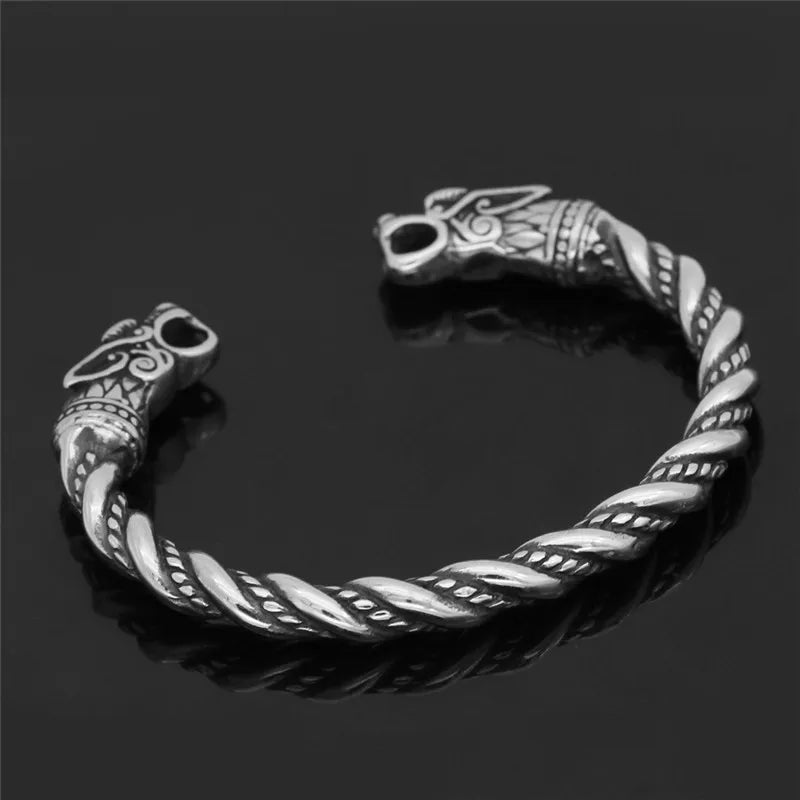 MKENDN Vintage Cuff Bracelets Men Stainless Steel Nordic Viking Norse Gold Plated Dragon Bangle Vikings Pulseras Jewelry Bangles