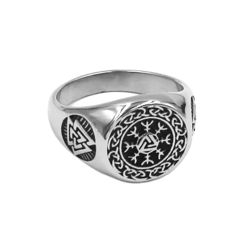 Charm Norse Viking Rune Ring Stainless Steel Classic Odin Symbol Amulet Biker Mens Jewelry SWR0977A