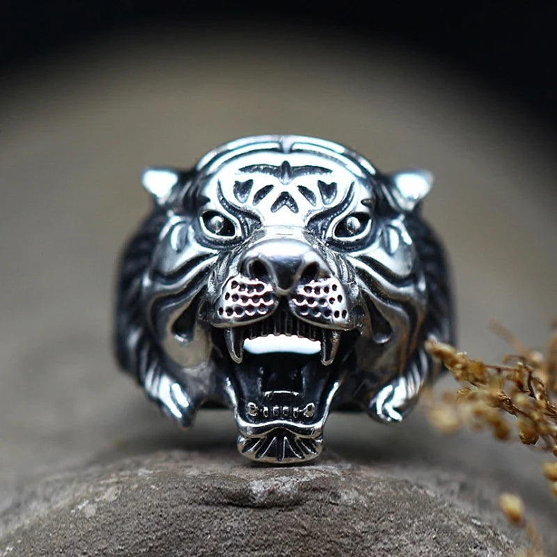 Detailed Gold/Silver Color Tiger Rings Men Stainless Steel Animal Biker Ring Cool Male Gothic Punk Jewelry Gift Dropshipping