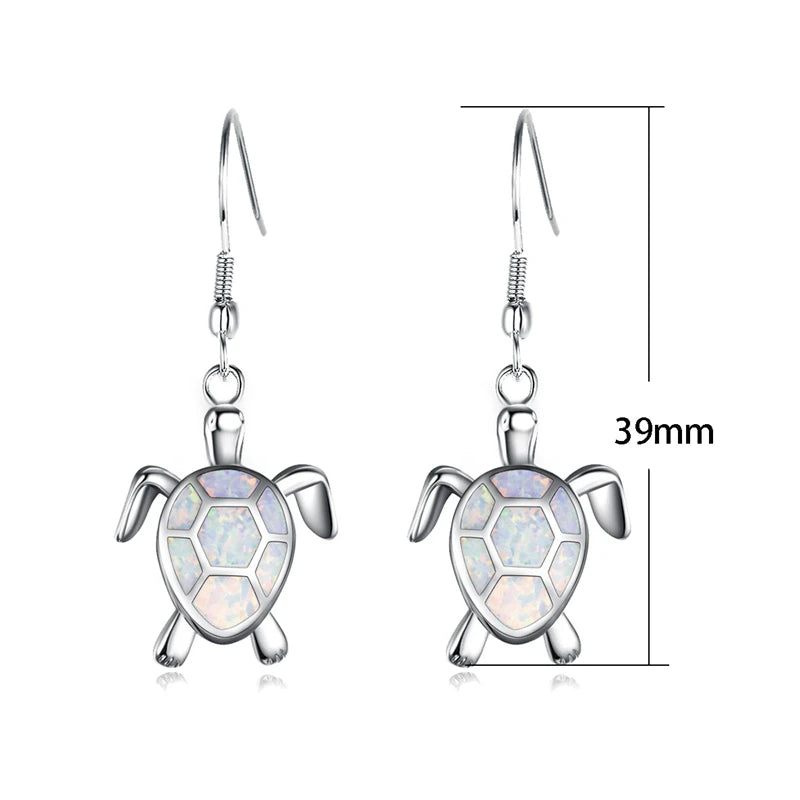 2021 Cute Girl Earrings Imitation Fire Opal Sea Turtle Animal Ear Stud Birthday Gift For Women Earrings Accessories