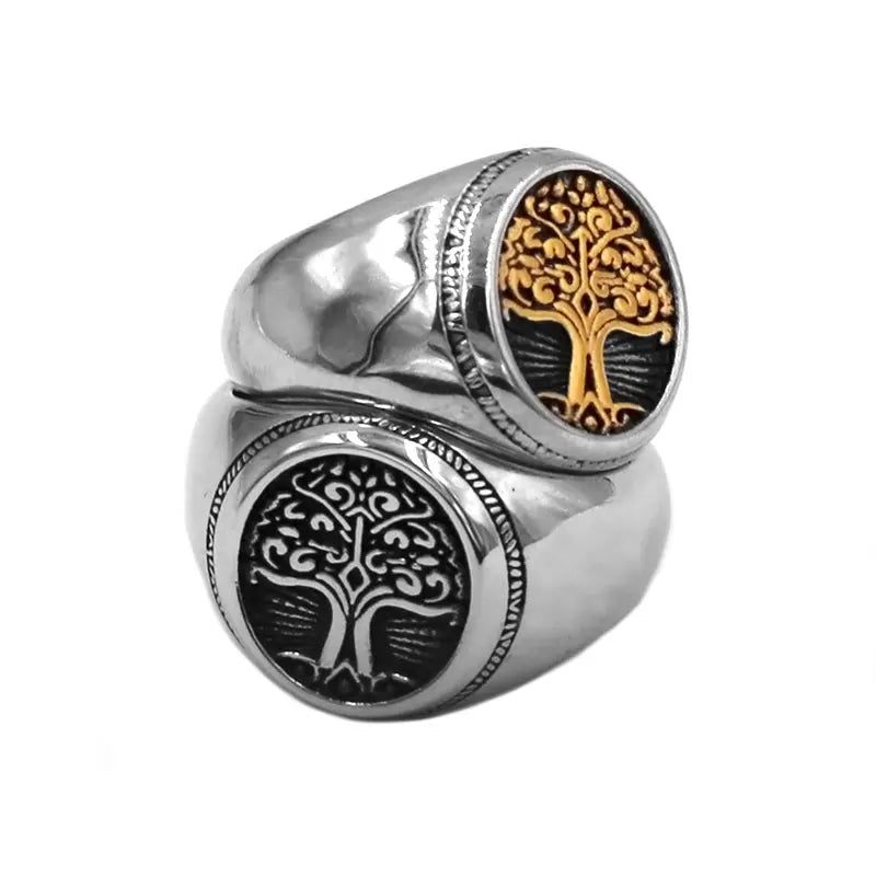 Classic Tree of Life Ring Stainless Steel Jewelry Norse Viking Celtic Knot Life Tree Biker Ring for Men Wholesale SWR0995A