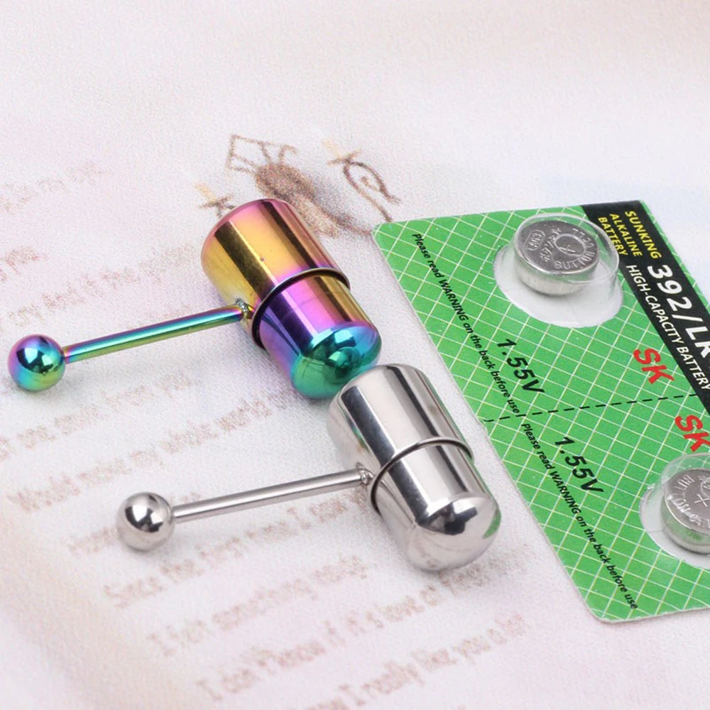 1pc 14g Stainless Steel Vibrating Tongue Piercing Ring Silicone Tongue Piercing Barbell Jewelry Body Pircing Lengua With Battery