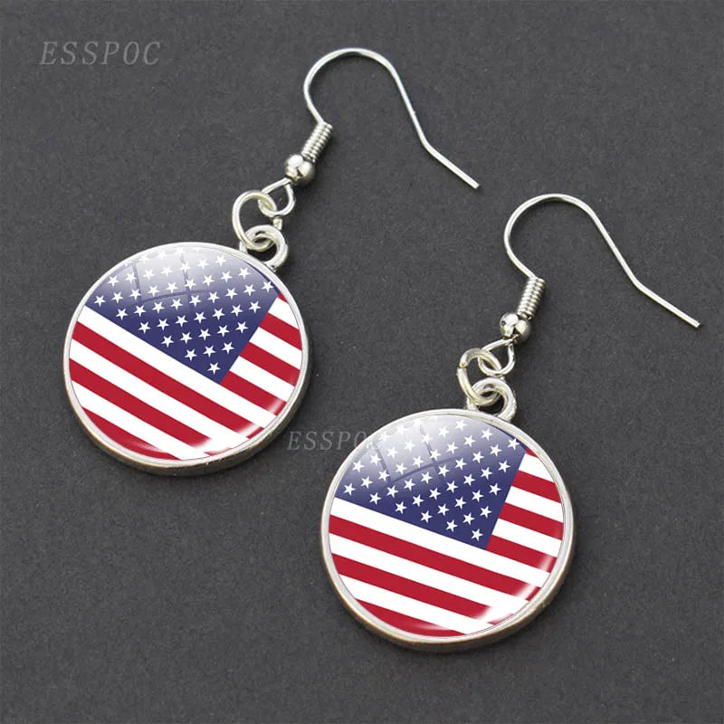 National Flag Pattern Dangle Earrings Israel Russia United States France Italy Germany Spain Flag Women Hook Earring Jewelry