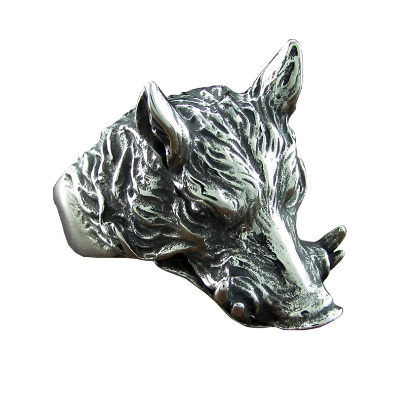 Personality Animal Dragon Elephant Lion Tiger Wolf Rings for Men Stainless Steel Cool Biker Ring Fashion Jewelry Accessories