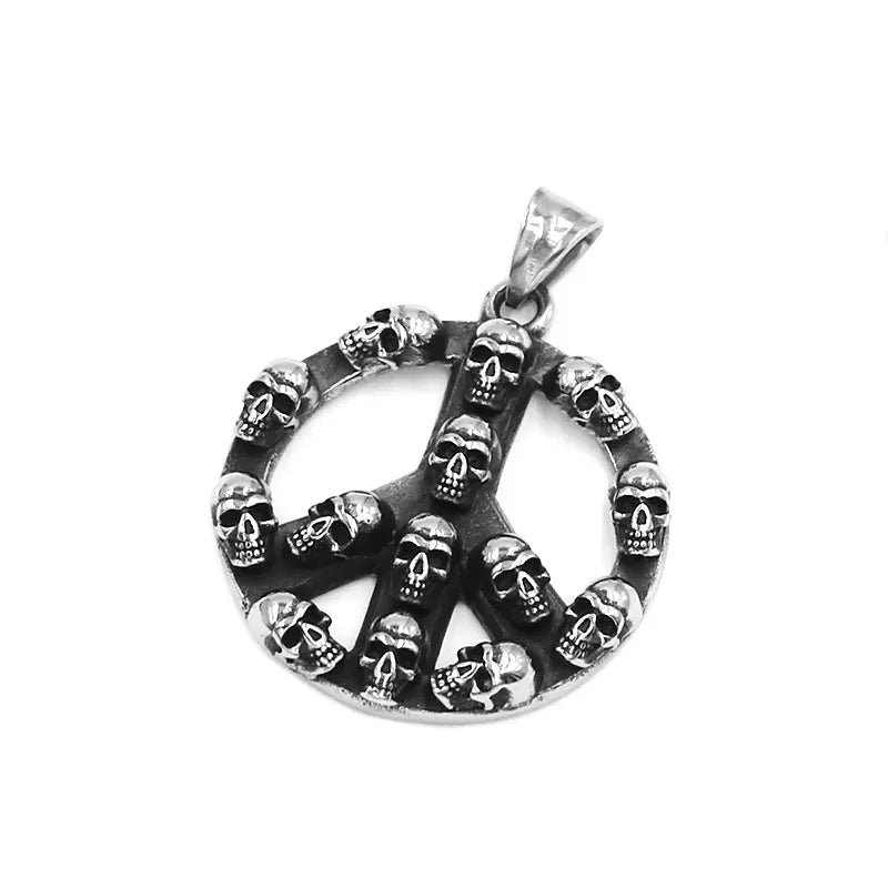 Fashion Peace Pendant Stainless Steel Jewelry World Peace Sign Skull Biker Men Pendant SWP0538A