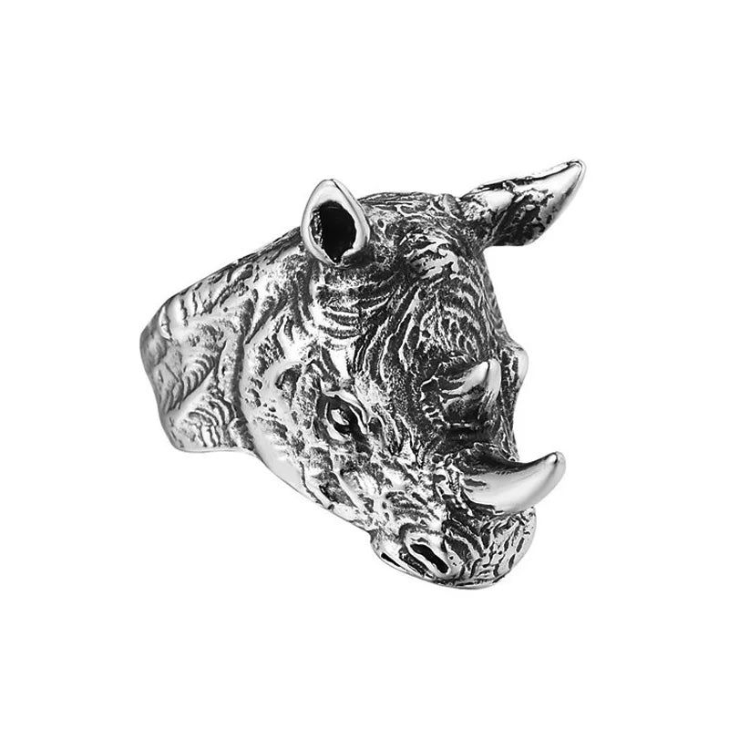 Personality Animal Dragon Elephant Lion Tiger Wolf Rings for Men Stainless Steel Cool Biker Ring Fashion Jewelry Accessories