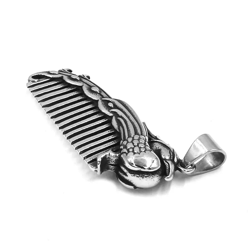 Dragon Comb Pendant Stainless Steel Jewelry Fashion Animal Peacock Comb Biker Men Women Pendant Gift SWP0607A