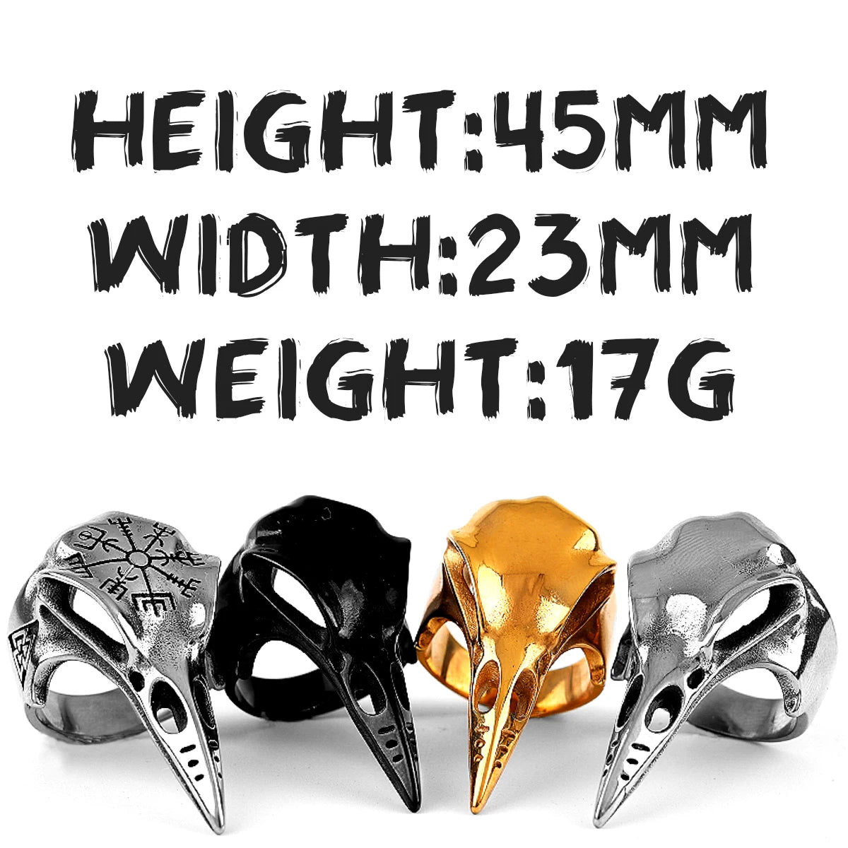 Viking Crow Skull Stainless Steel Mens Rings Punk Amulet Gothic for Male Boyfriend Biker Jewelry Creativity Gift Wholesale