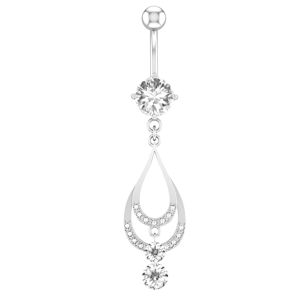 Piercing de nombril pendant couleur or rose, anneaux de nombril en acier 14 g, piercing de nombril en cristal CZ opale, bijoux Ombligo