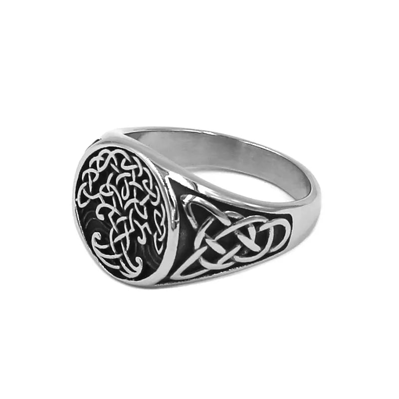 Fashion Viking Tree of Life Ring Stainless Steel Celtics Knot Wedding Amulet Jewelry Gift For Men Women SWR0985A