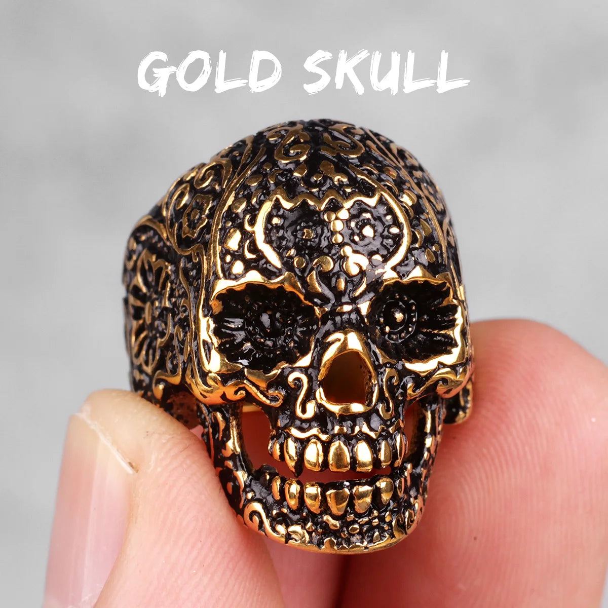 Edelstahl Männer Gothic Schädel Kopf Ringe Skeleton Punk Hip Hop Schwarz Cool Für Männliche Junge Schmuck Kreativität Geschenk Großhandel