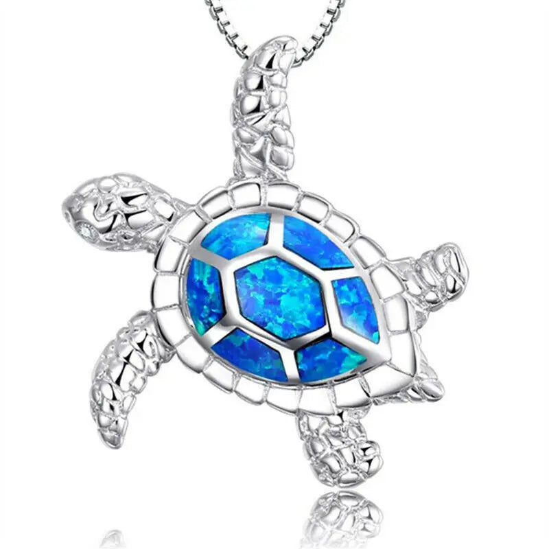 Bohemia Blue Imitation Opal Cute Jellyfish Pendant Necklace For Women Charm Crystal Sun Flower Necklaces Jewelry Gift for Women