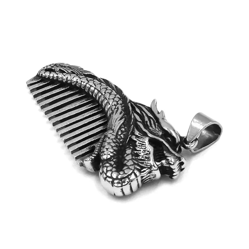 Dragon Comb Pendant Stainless Steel Jewelry Fashion Animal Peacock Comb Biker Men Women Pendant Gift SWP0607A