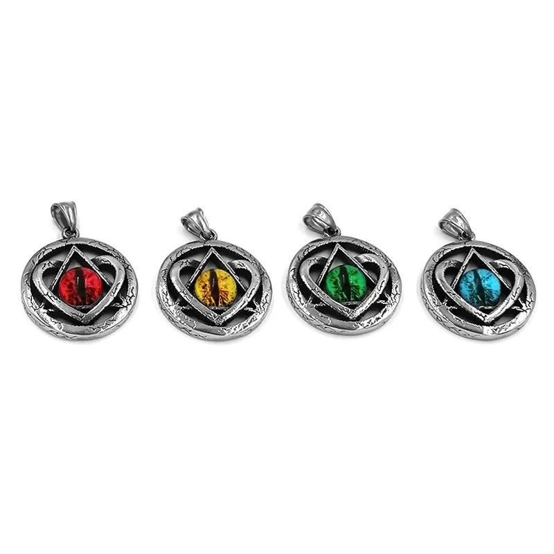 Wizard Ghost Evil Eye Pendant Stainless Steel Egyptian Eye of Horus Illuminati Pyramid Eye Pendant Biker For Mens SWP0595A