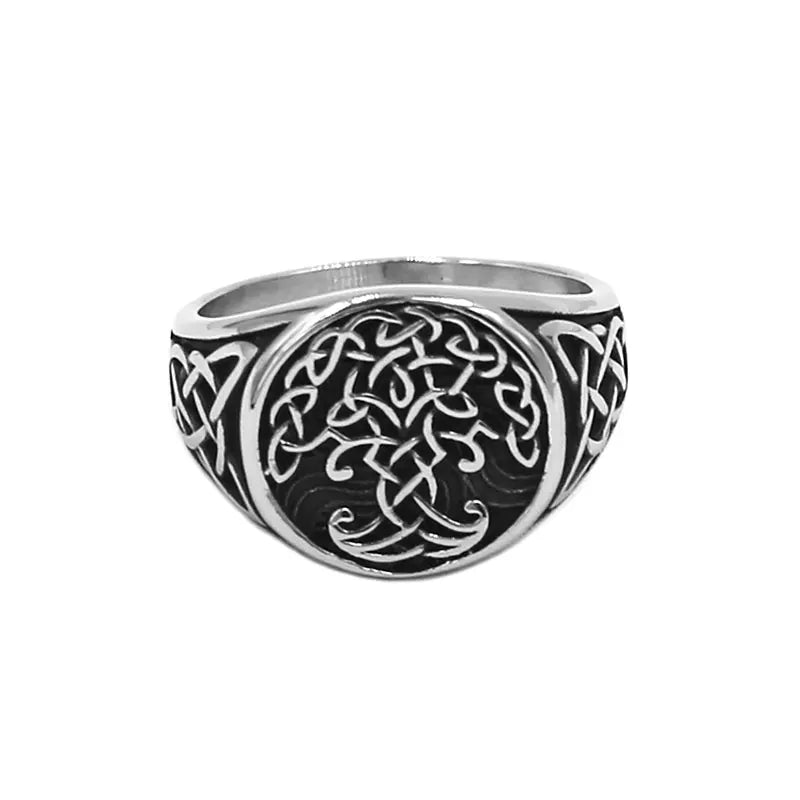 Fashion Viking Tree of Life Ring Stainless Steel Celtics Knot Wedding Amulet Jewelry Gift For Men Women SWR0985A