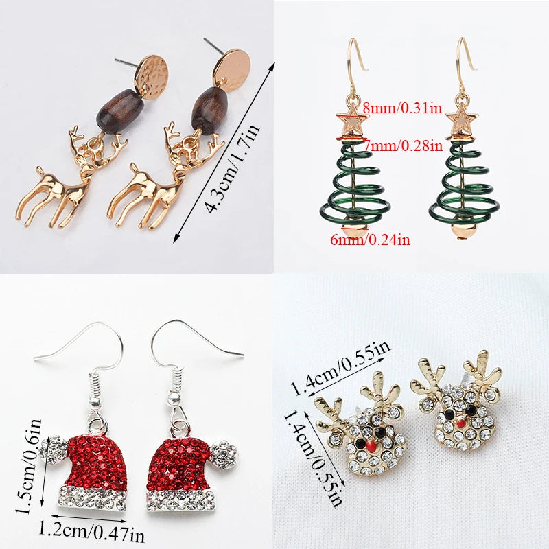 Nouvelles boucles d'oreilles de Noël en cristal bonhomme de neige bijoux arbre de Noël boucles d'oreilles à tige pour femmes accessoires de fête créatifs cadeaux pour filles