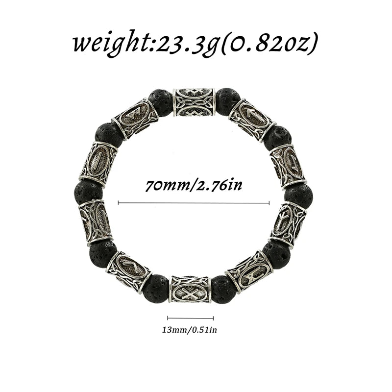 Ethnic Viking Rune Antique Beads Bracelet Handmade Bohemian Wood Lava Stone Bangles Charm Bracelets For Men Jewelry Gift