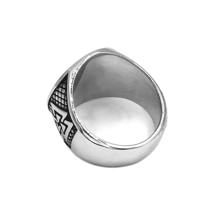 Norse Viking Rune Ring Stainless Steel Jewelry Odin's Symbol Rune Letter Signet Ring Celtic Knot Men Ring Wholesale SWR0991A