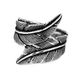 Vintage Feather Ring Stainless Steel Jewelry Fashion Eagle Wing Biker Mens Gift SWR0463A