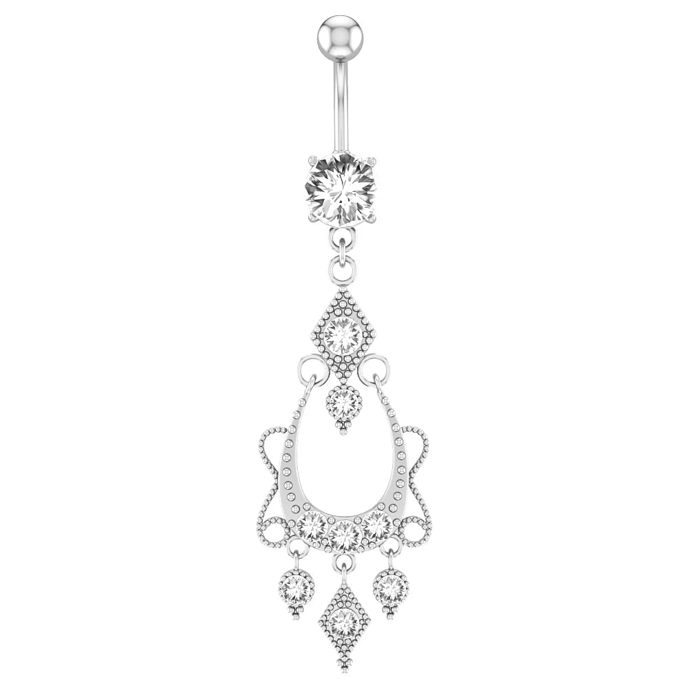 Piercing de nombril pendant couleur or rose, anneaux de nombril en acier 14 g, piercing de nombril en cristal CZ opale, bijoux Ombligo