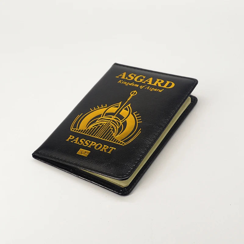 New Asgard Passport Cover Pu Leather Travel Wallet Black Covers for Passports Card Holder Passport Case Women Porta Pasaporte