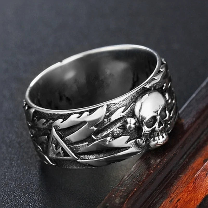 Fashion Trend Classical Cool Punk Personality Goth Skull Ring Banquet Casual Hip Hop Jewelry Men and Women Gifts