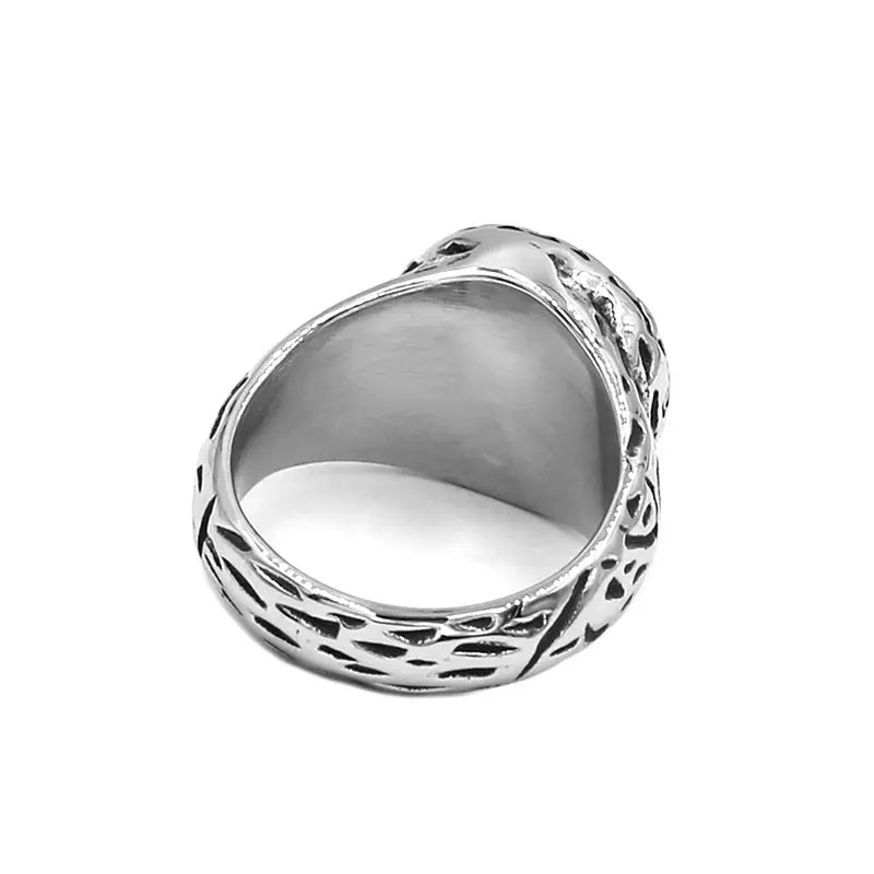 Norse Viking Rune Ring Stainless Steel Jewelry Fashion Celtic Knot Ring Odin's Symbol Rune Signet Biker Ring For Men SWR0988A