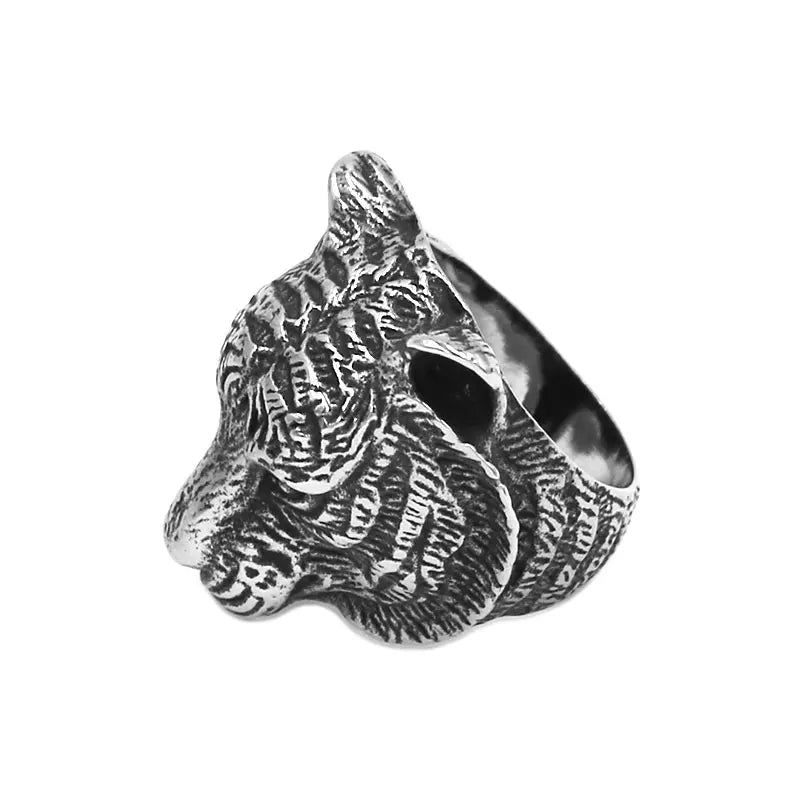 Vintage Tiger Ring Stainless Steel Jewelry Classic Cool Animal Tiger Biker Mens Ring Wholesale SWR0961A