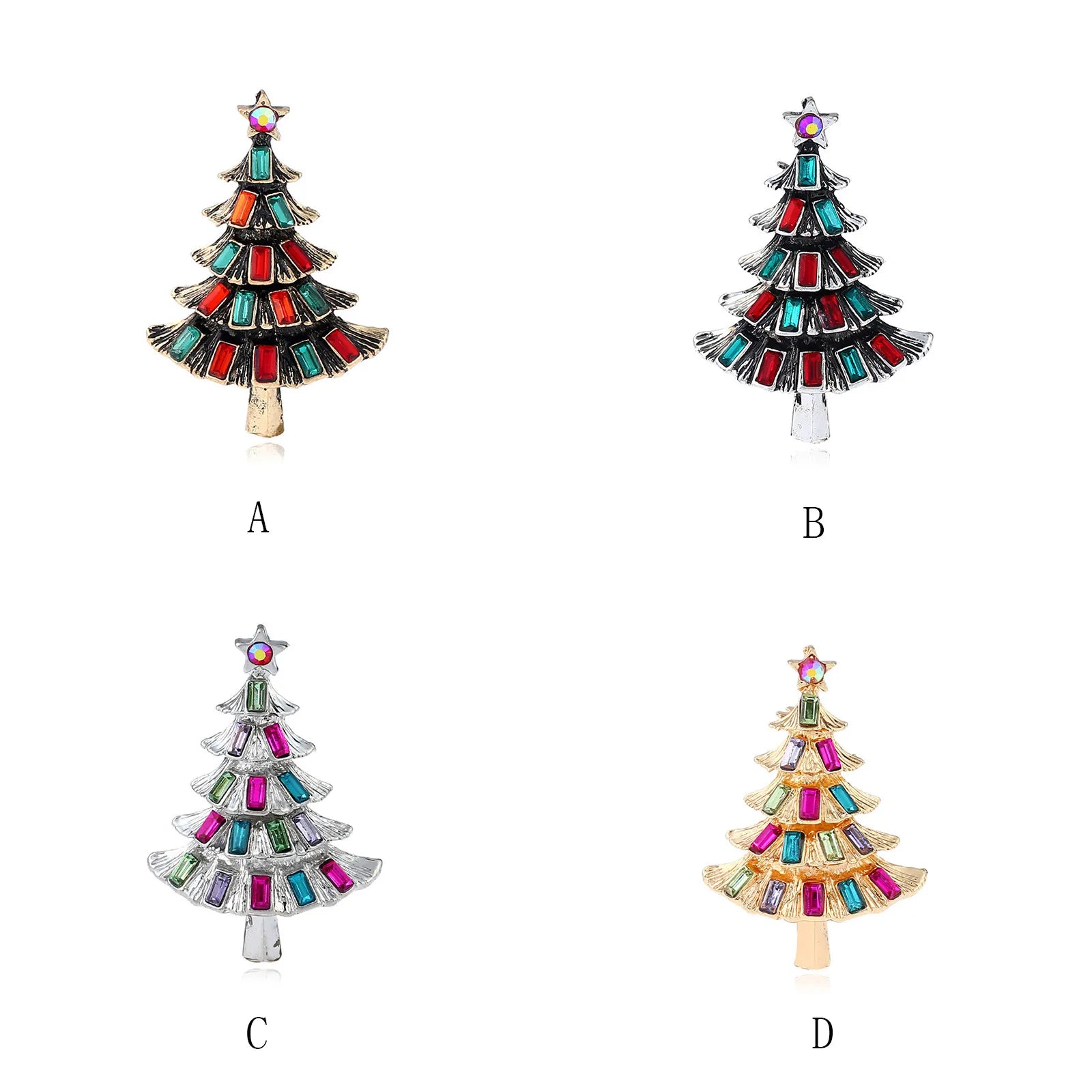 Broches d'arbre de Noël pour femmes Broche d'arbre de Noël en strass Cadeau Bijoux de mode Broche de festival Broches de manteau d'hiver