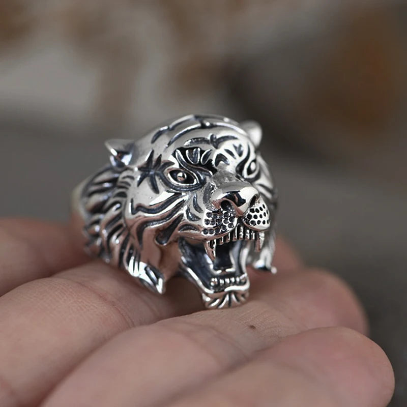 Detailed Gold/Silver Color Tiger Rings Men Stainless Steel Animal Biker Ring Cool Male Gothic Punk Jewelry Gift Dropshipping