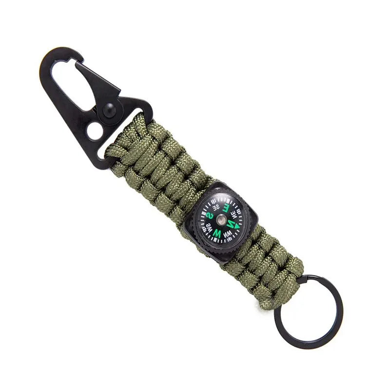 Men Women Umbrella Rope Compass Climb Keychain Tactical Survival Tool Carabiner Hook Cord Backpack Buckle Outdoor Style