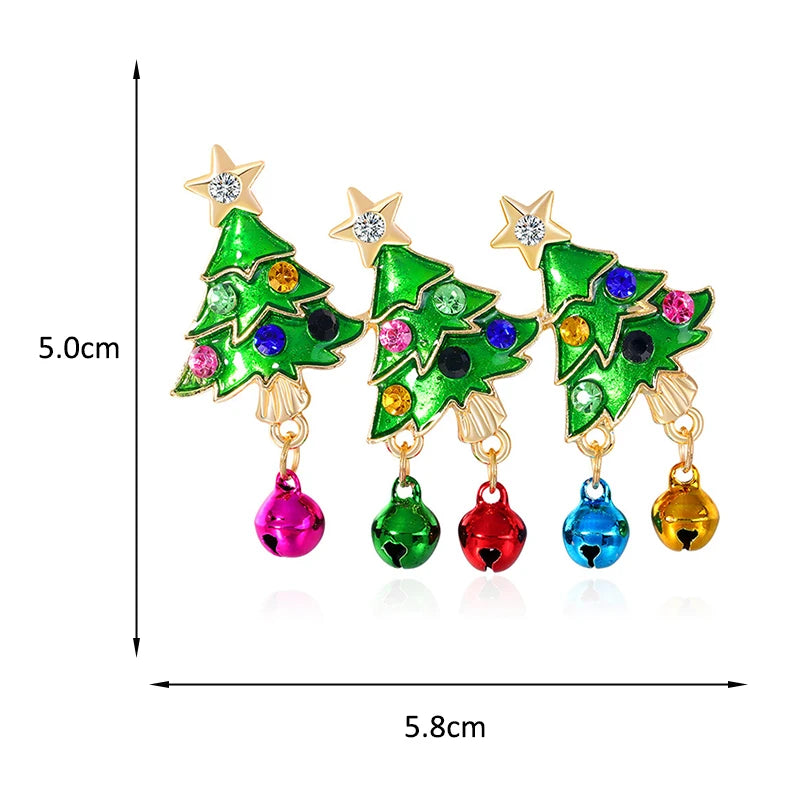 Wuli&amp;baby Jingle Bells Broches d'arbre de Noël pour femmes hommes émail jolies broches de fête de plantes porte-bonheur du Nouvel An cadeaux