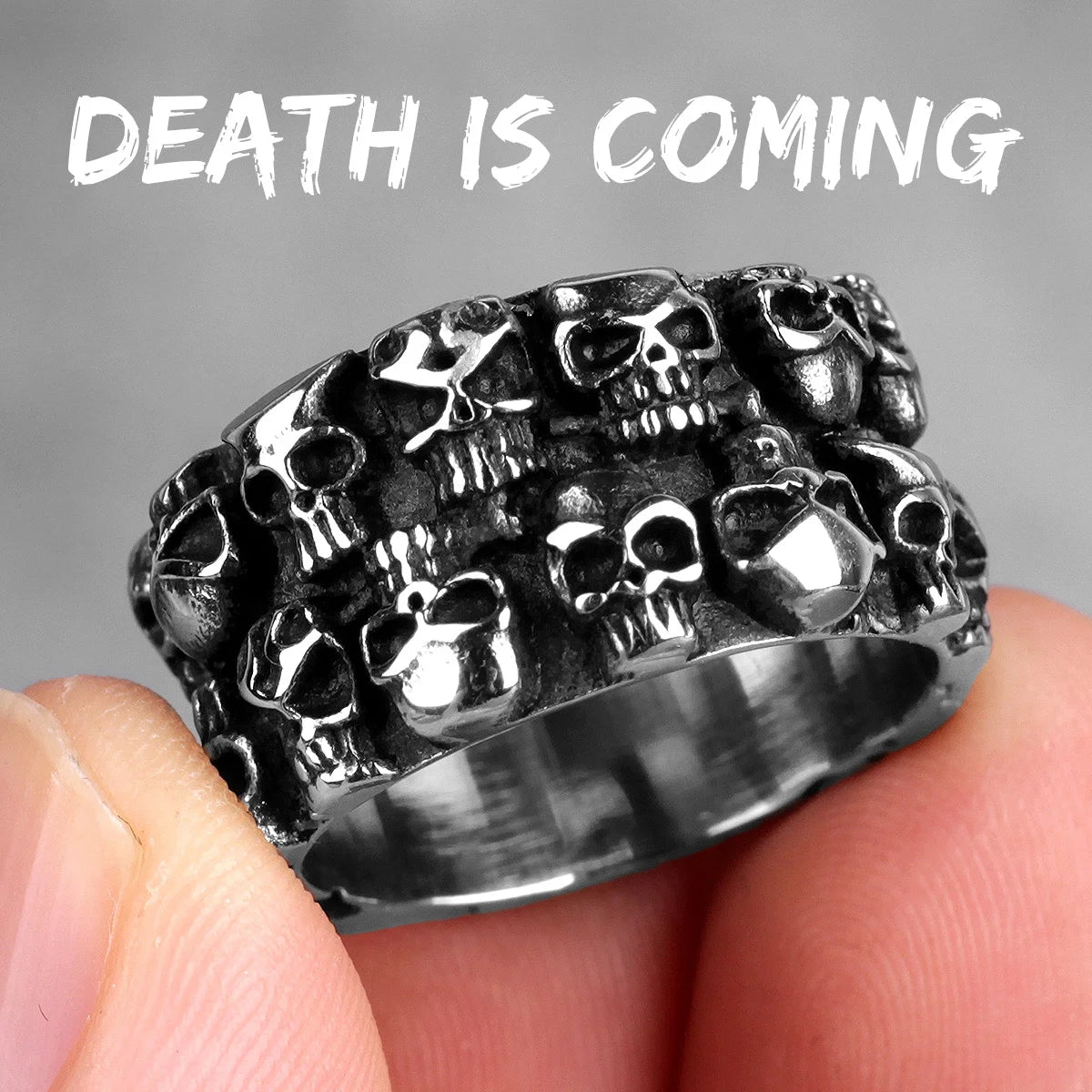 Edelstahl Männer Gothic Schädel Kopf Ringe Skeleton Punk Hip Hop Schwarz Cool Für Männliche Junge Schmuck Kreativität Geschenk Großhandel