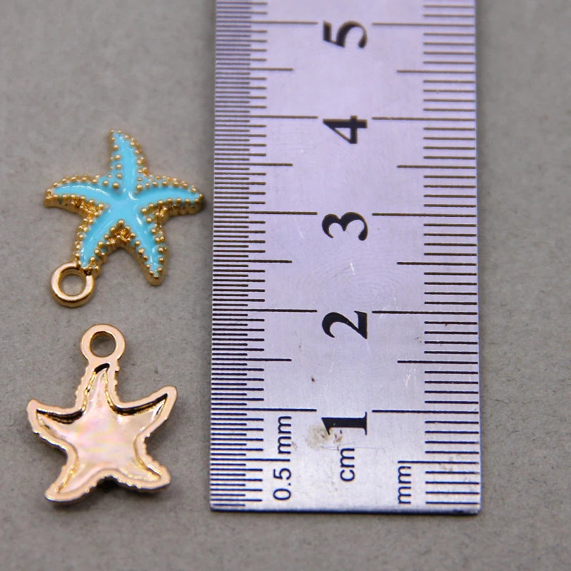 10pcs/lot New Style Starfish Enamel Charms Zinc Alloy Ocean Starfish Oil Drop Pendant Charms for Jewelry Finding Making