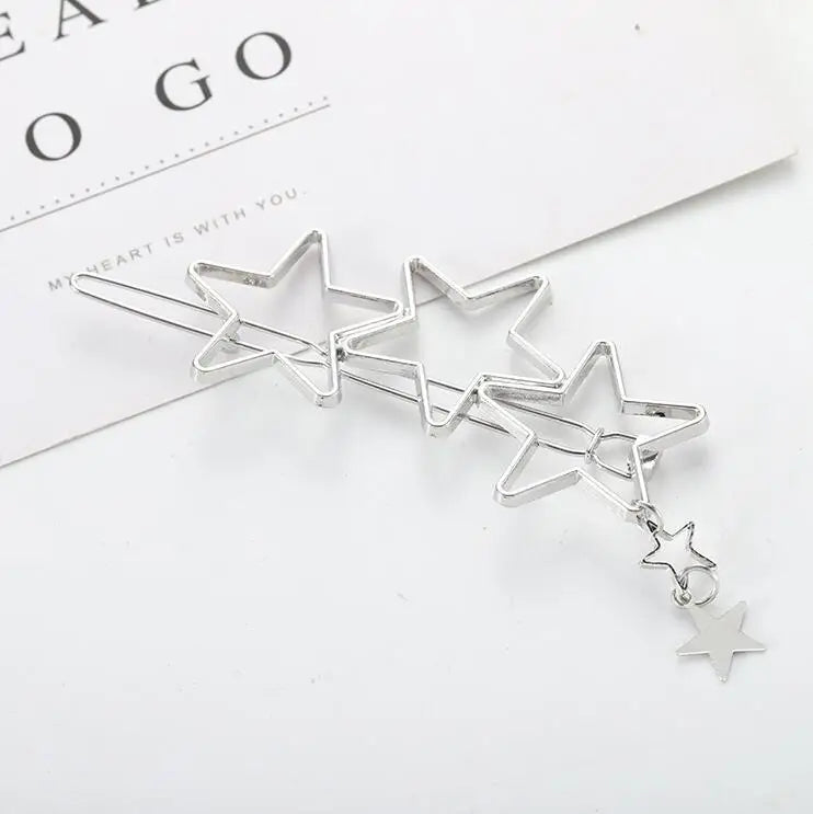 Fashion Metal Leaf Hair Clip Barrettes Hairpin Barrette Hair Claws Women Girls Trend Charm Moon Round Triangle