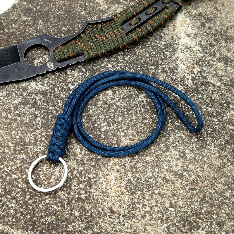 MKENDN Outdoor Rock Climbing Paracord Men Women ID Lanyard Cobra Snake Knot Split Ring ID Holder Neck Lanyard Badge Holder Gift