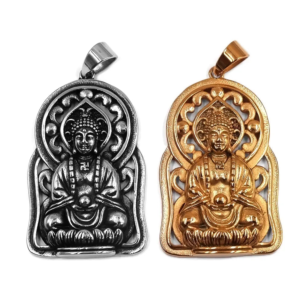 Classic Lotus Buddha Pendant Necklace Stainless Steel Vintage Anniversary Engagement Jewelry Gift For Women Men SWP0628A