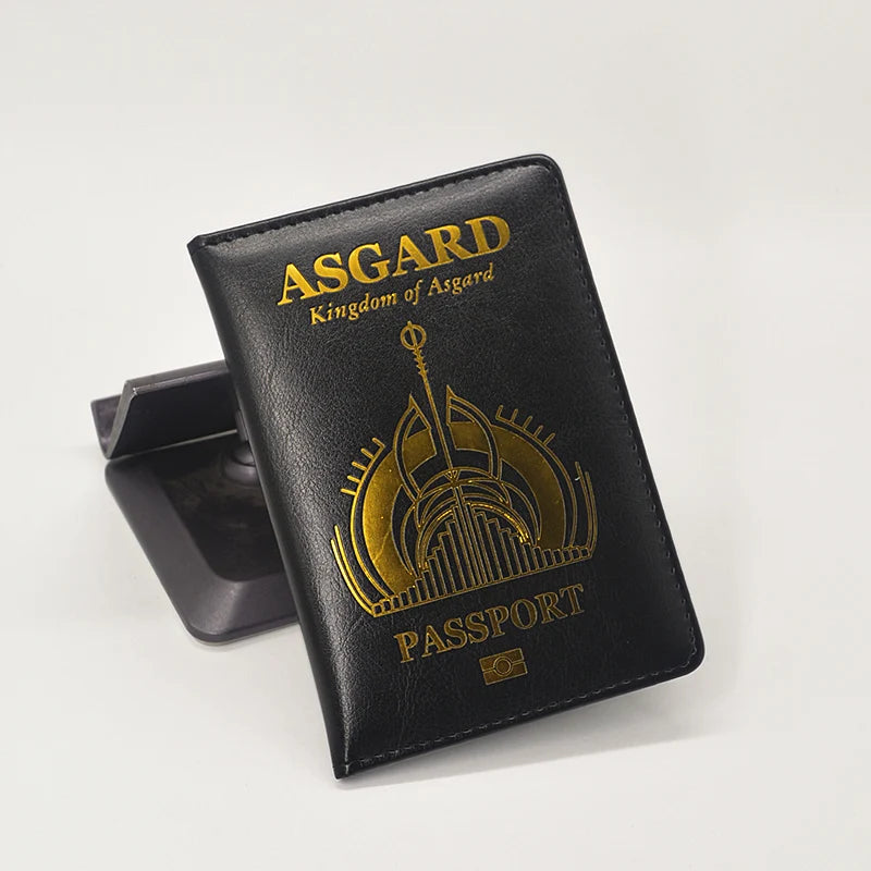 New Asgard Passport Cover Pu Leather Travel Wallet Black Covers for Passports Card Holder Passport Case Women Porta Pasaporte