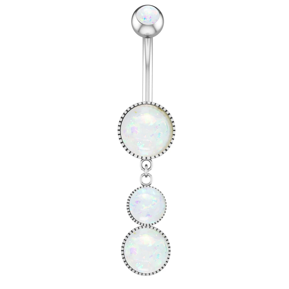 Piercing de nombril pendant couleur or rose, anneaux de nombril en acier 14 g, piercing de nombril en cristal CZ opale, bijoux Ombligo