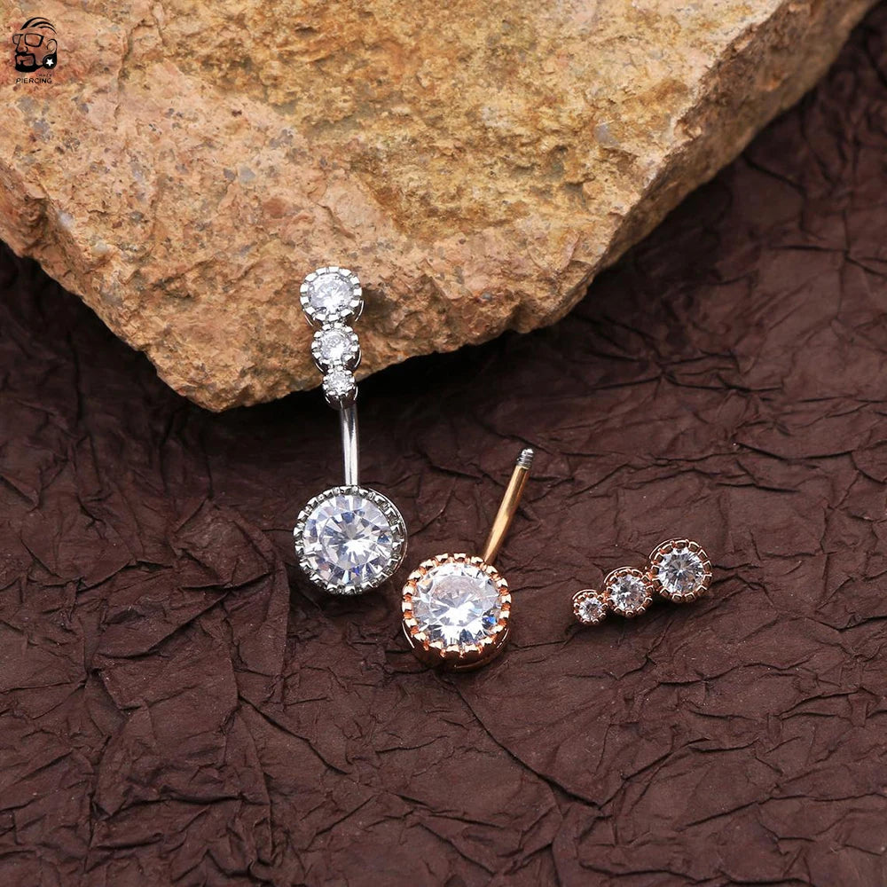 Crystal Belly Button Ring Bar Barbell Drop Dangle Body Piercing Nombril Ombligo Oreja Navel Ring Men Women Body Jewelry 1.6*10mm