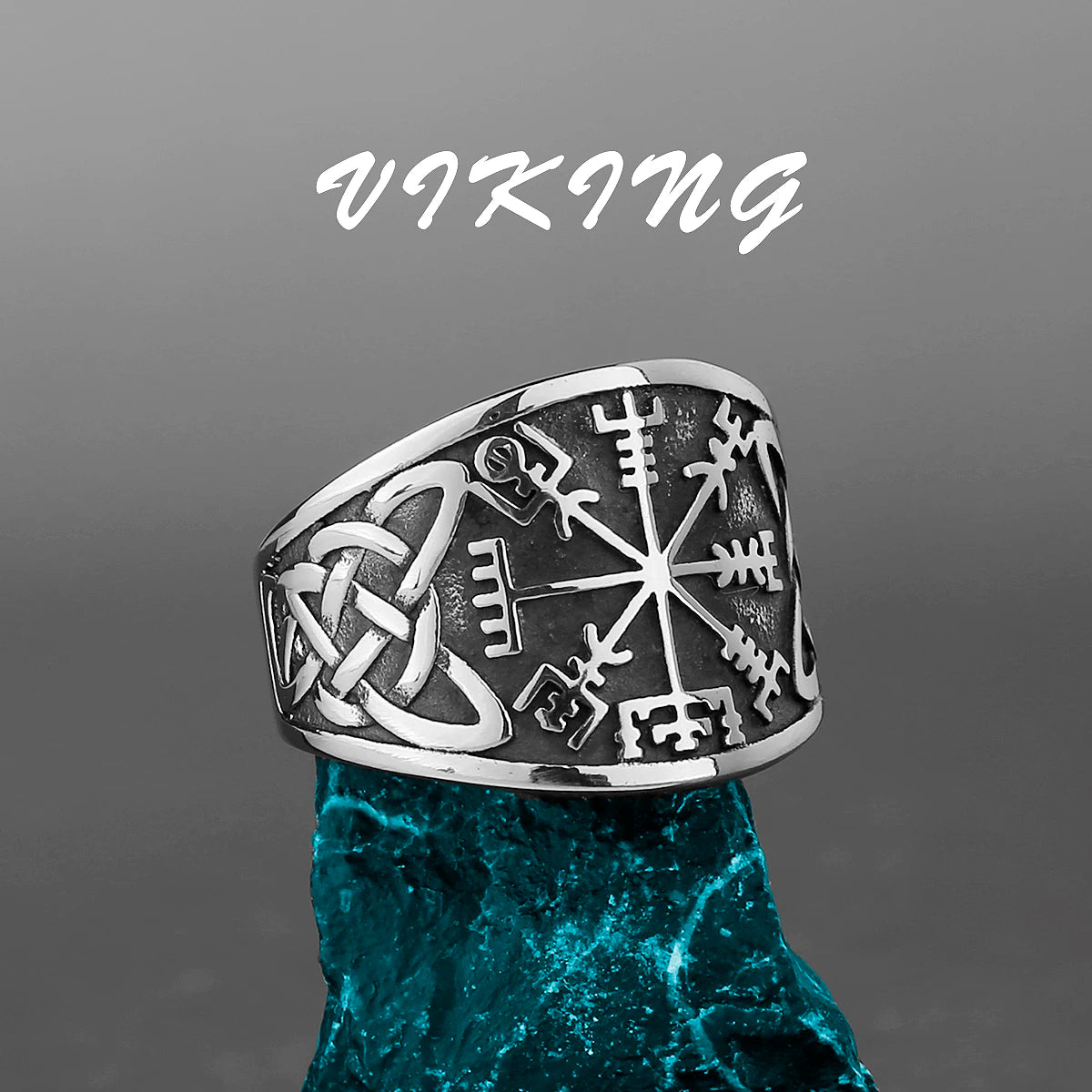 Nordic Viking Stainless Steel Ring Anchor Compass Tree of Life Viking Rune Wolf Men and Women Ring Jewelry Factory Wholesale