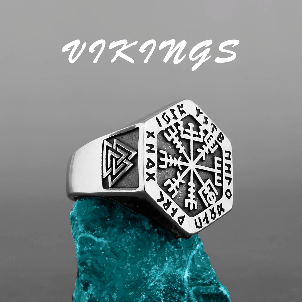 Nordic Viking Stainless Steel Ring Anchor Compass Tree of Life Viking Rune Wolf Men and Women Ring Jewelry Factory Wholesale