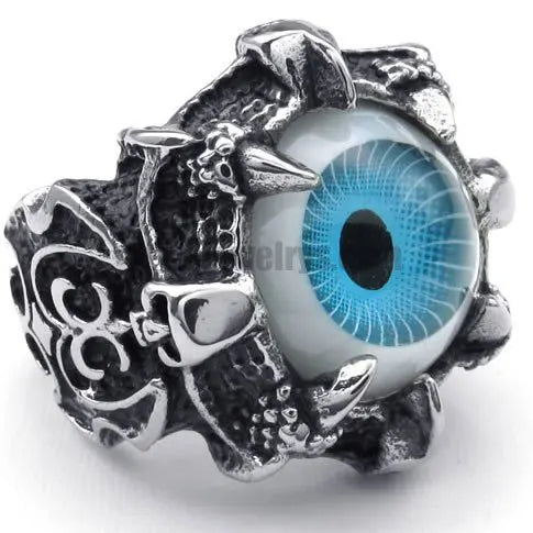 Fashion Evil Eye Ring Stainless Steel Jewelry Gothic Punk Ghost Skull Claws Biker Men Ring SWR0087