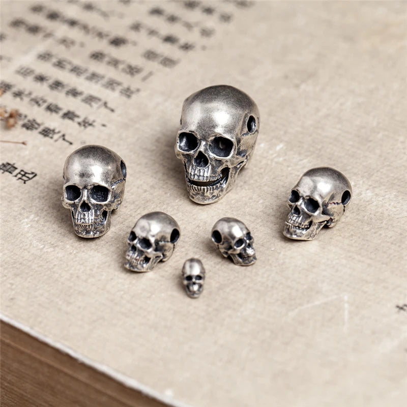 MKENDN 100% 925 Sterling Silver Punk Rock Skull Pendant For Necklace Men Women Fashion Accessories Jewelry