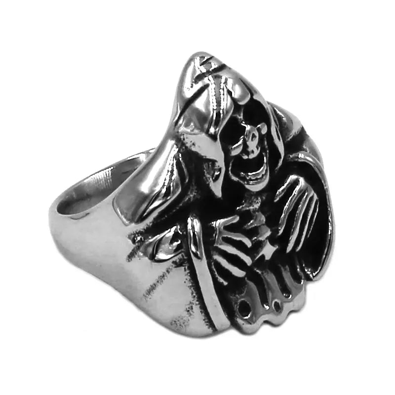 Wholesale Grim Reaper Skull Biker Ring Stainless Steel Vintage Ghost Biker Mens Jewelry SWR0798A