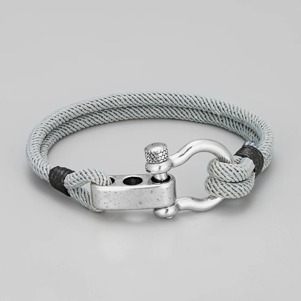 Outdoor Punk Jewelry Ancient Silver Color Survival Buckle Bracelet Men Adjustable Milan Rope Bracelets 2023 Handmade Weave Gifts