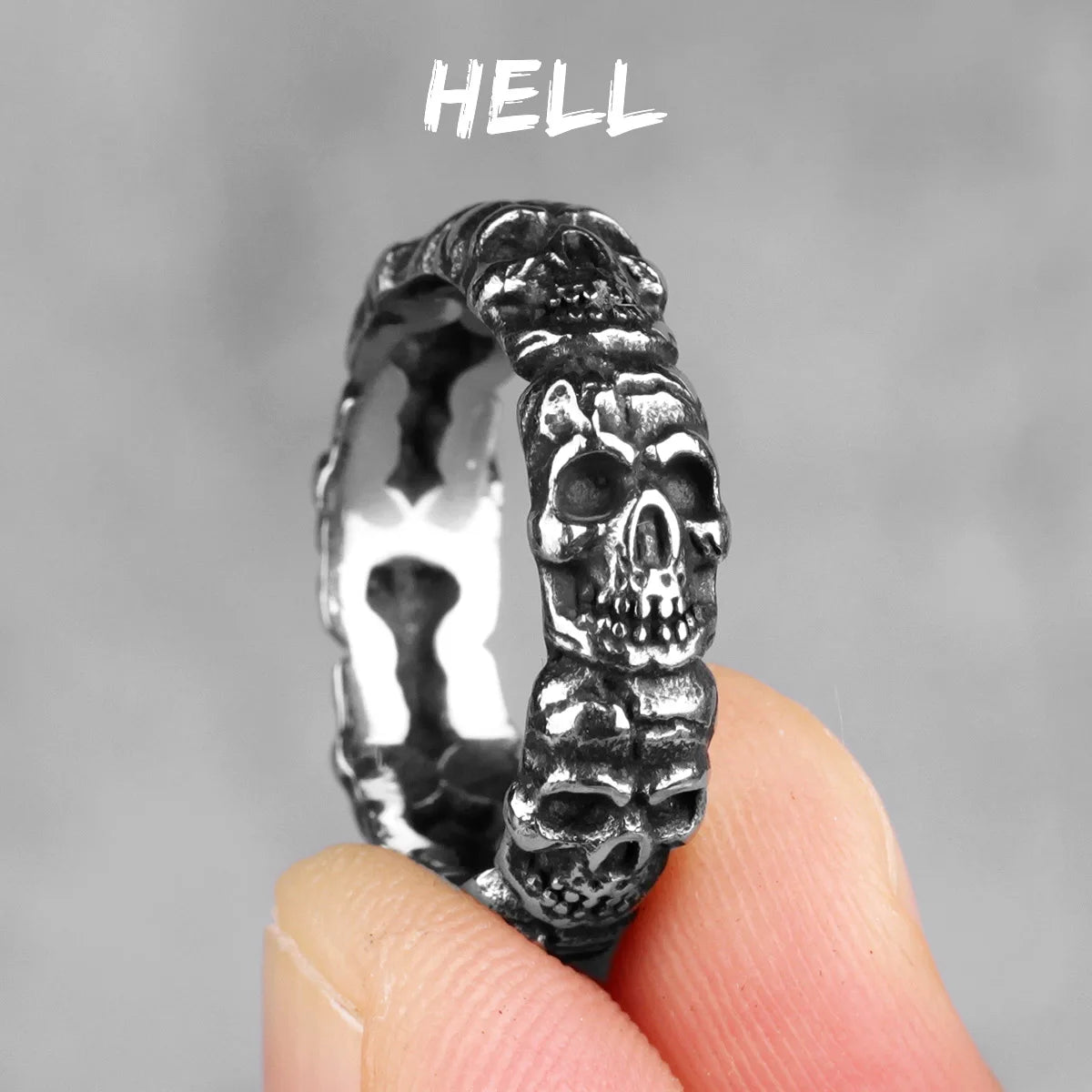 Edelstahl Männer Gothic Schädel Kopf Ringe Skeleton Punk Hip Hop Schwarz Cool Für Männliche Junge Schmuck Kreativität Geschenk Großhandel