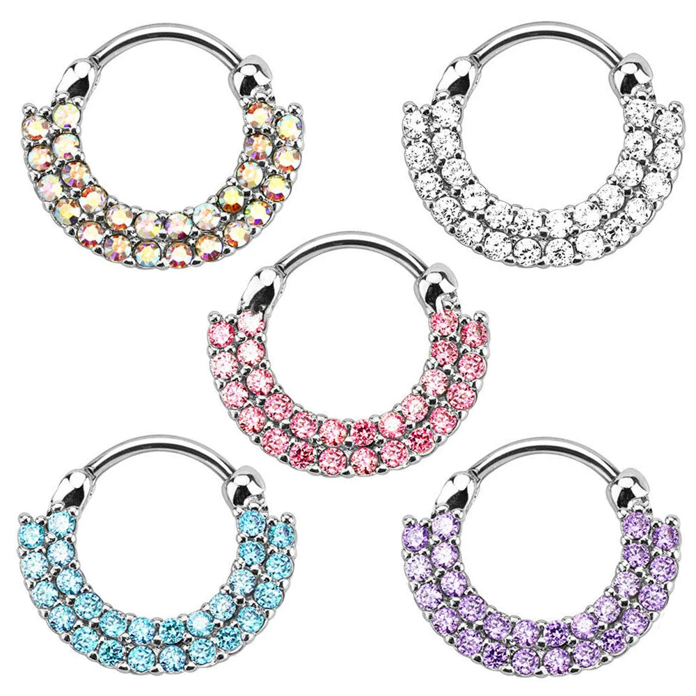 1PCS Trendy Steel Nose Clip Septum Piercing Crystal Multicolor Nose Rings Clickers for Women Body Jewelry Helix Tragus Gift