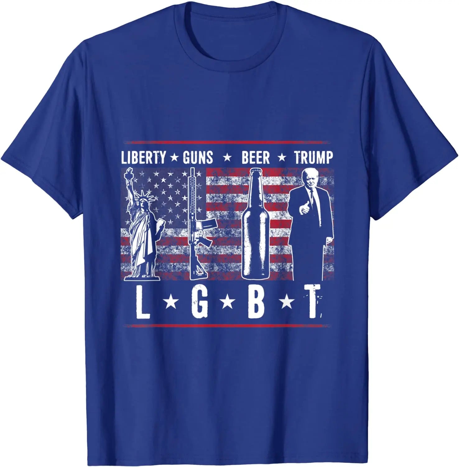 Liberty Guns Beer Trump TShirt LGBT Parody Funny Gift Tops Tees Brand Casual Cotton Men T Shirts Casual