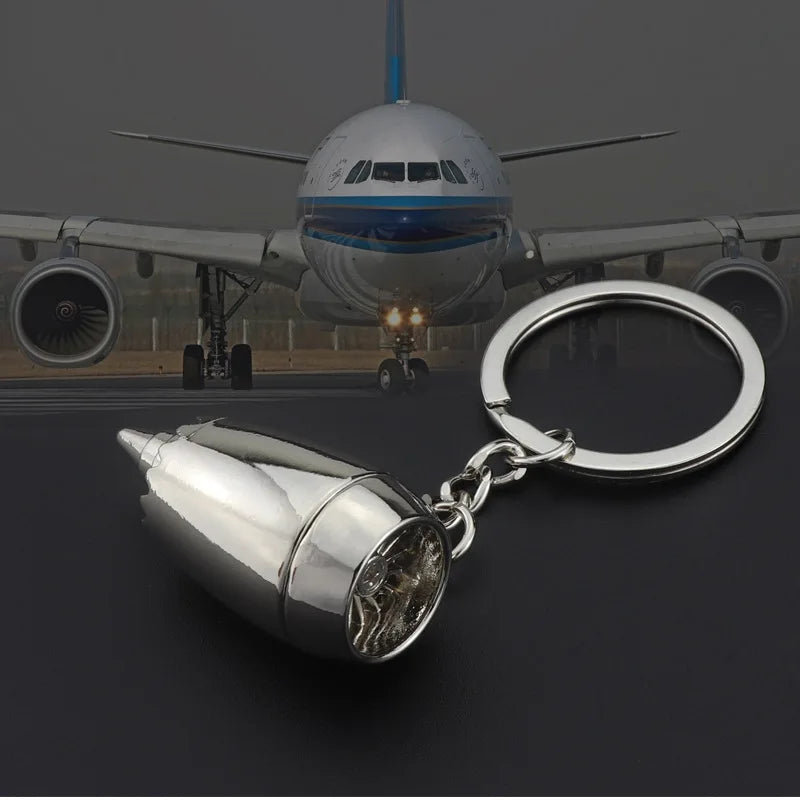 MKENDN Fashion Design Metal Plane Engine Keychains Mini Jet Engine Keyrings Gifts Custom LOGO For Men Gift